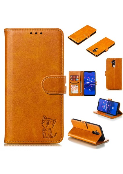 Huawei Mate 20 Lite Için Cüzdan Durumda Kickstand Manyetik Kapatma Kabartmalı (Yurt Dışından)