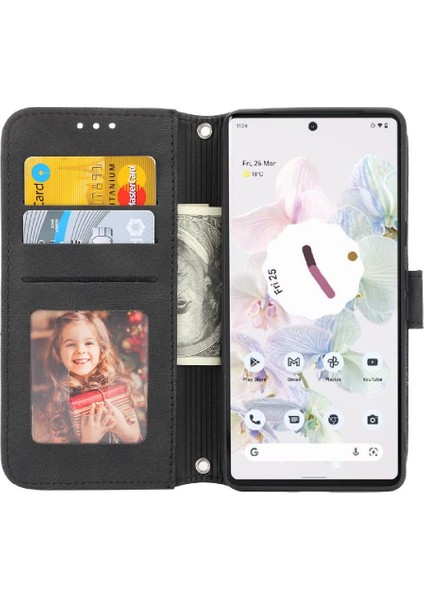 Google Piksel 8 Darbeye Koruyucu Kickstand Pu Deri Için Flip Case (Yurt Dışından)