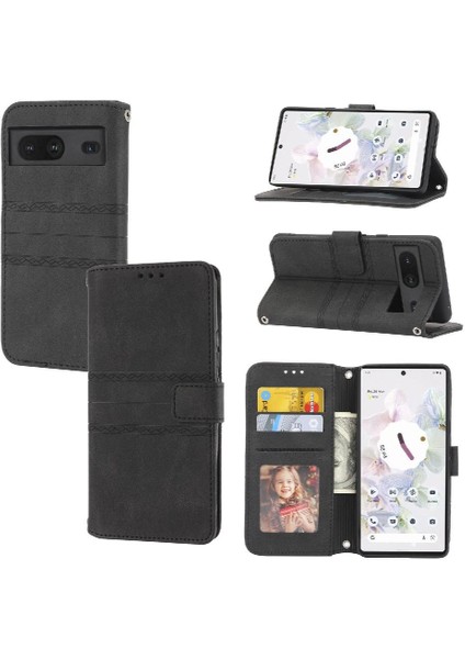 Google Piksel 8 Darbeye Koruyucu Kickstand Pu Deri Için Flip Case (Yurt Dışından)