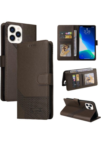 Iphone 13 Için Flip Case Pro Üç Kart Yuvaları Kickstand Premium Deri (Yurt Dışından)