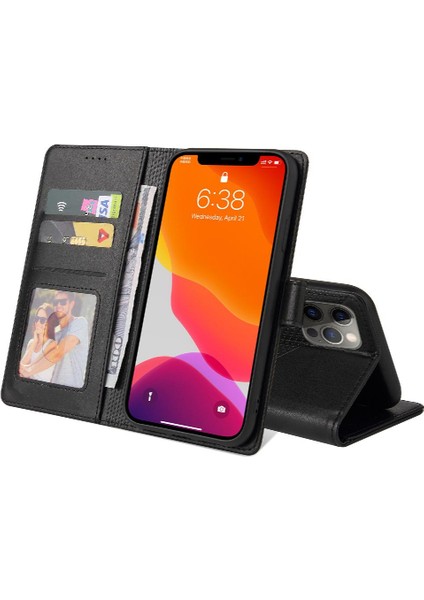 Iphone 12 Için Flip Case Pro Max Premium Deri Kickstand Üç Kart (Yurt Dışından)