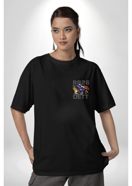 Japon Sokak Yarış Kralı Siyah Oversize Kadın Erkek Ön ve Sırt Baskılı T-Shirt fırsatları