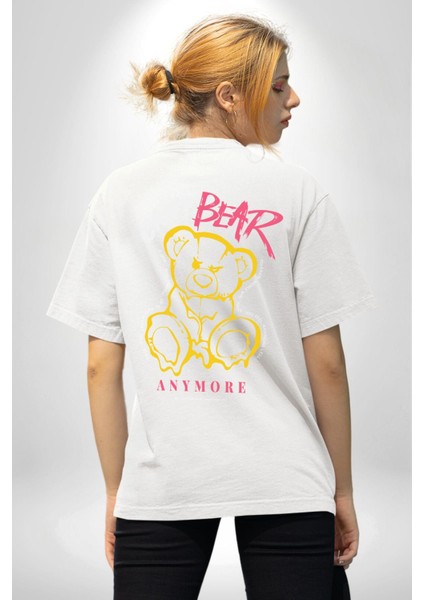 Artık Katlan Beyaz Oversize Kadın Erkek Ön ve Sırt Baskılı T-Shirt fırsatları