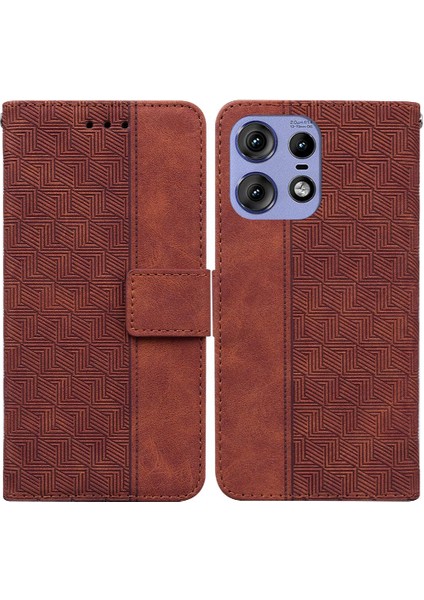 Motorola Moto Kenar 50 Pro Premium Pu Deri Geometrik Kapak Için Flip Case (Yurt Dışından)