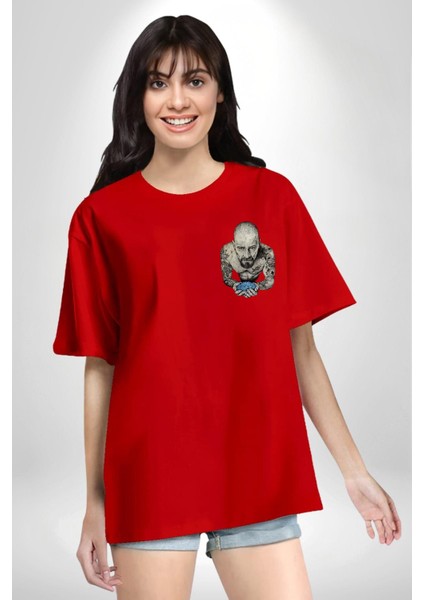 Breaking Bad Kırmızı Oversize Kadın Erkek Ön ve Sırt Baskılı T-Shirt modelleri
