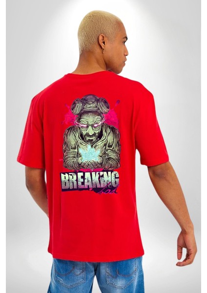 Breaking Bad Kırmızı Oversize Kadın Erkek Ön ve Sırt Baskılı T-Shirt fırsatları