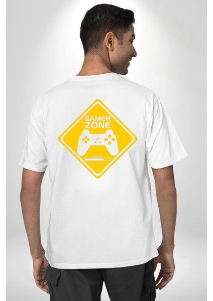 Game Oyun Alanı Beyaz Oversize Kadın Erkek Ön ve Sırt Baskılı T-Shirt fiyatları