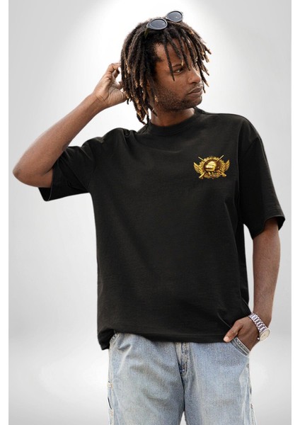 Ben Korkmuyorum Çünkü Tavam Var Siyah Oversize Kadın Erkek Ön ve Sırt Baskılı T-Shirt