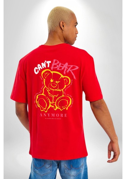 Artık Katlan Kırmızı Oversize Kadın Erkek Ön ve Sırt Baskılı T-Shirt