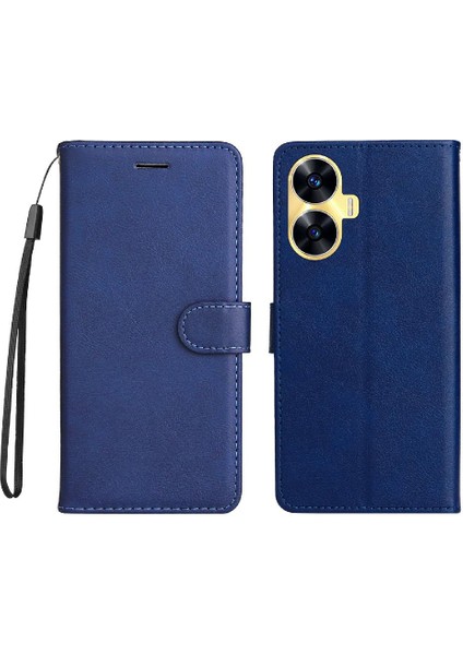 Realme C55 4g Yüksek Kalite Deri Klasik Düz Renk Için Flip Case (Yurt Dışından)