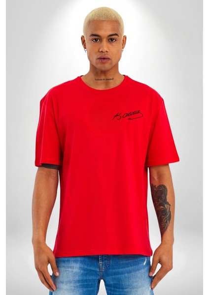 30 Ağustos Zafer Bayramı Atatürk Imzası Kırmızı Oversize Kadın Erkek Ön Ve Sırt Baskılı T-Shirt