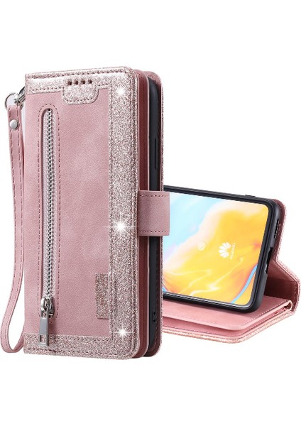 Huawei P40 Kordon Kickstand Pu Deri Cüzdan 9 Kart Yuvaları Için Flip Case (Yurt Dışından)