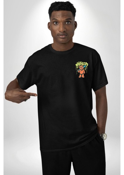 Sık Sık Mutlu Gülmek Teddy Bear Siyah Oversize Kadın Erkek Ön ve Sırt Baskılı T-Shirt fırsatları