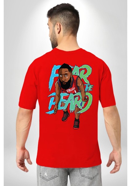 Sakaldan KorKremak Yazılı Basketbol James Harden Star Kırmızı Oversize Kadın Erkek Ön Ve Sırt Baskılı T-Shirt fiyatları