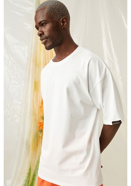 Erkek Plain Oversize Beyaz T-Shirt modelleri