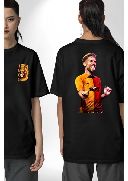 Mertens Gol Sevinci Siyah Oversize Kadın Erkek Ön ve Sırt Baskılı T-Shirt