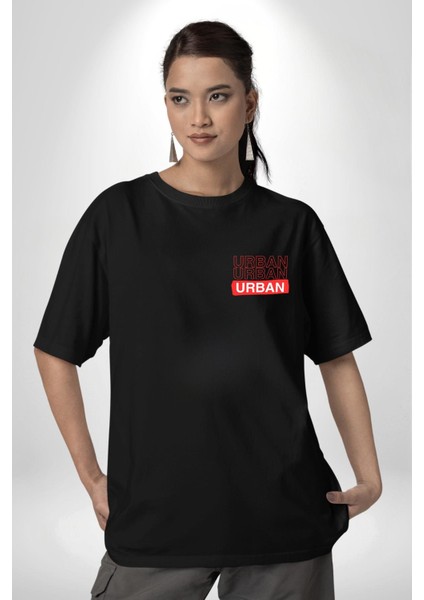 Şehir Sokak Stili Melek Heykeli Siyah Oversize Kadın Erkek Ön ve Sırt Baskılı T-Shirt fiyatları