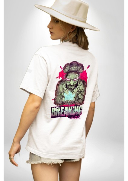 Breaking Bad Beyaz Oversize Kadın Erkek Ön ve Sırt Baskılı T-Shirt fırsatları