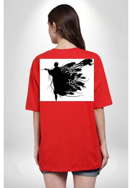 Ruh Emici Harry Potter Kırmızı Oversize Kadın Erkek Ön ve Sırt Baskılı T-Shirt