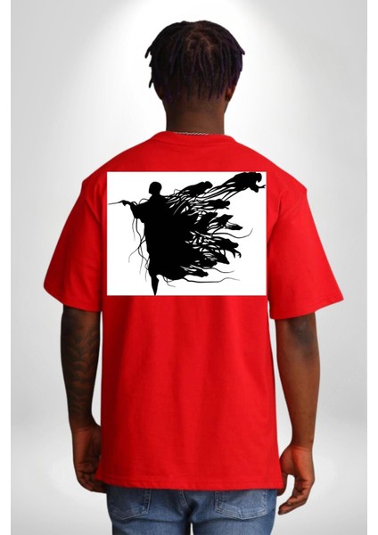Ruh Emici Harry Potter Kırmızı Oversize Kadın Erkek Ön ve Sırt Baskılı T-Shirt