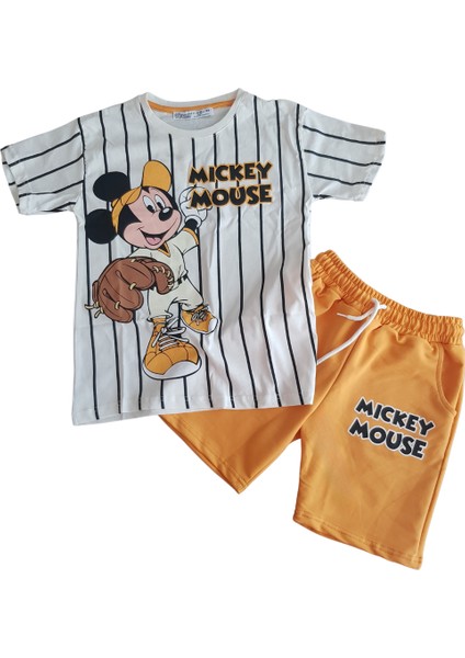 Mickey Mouse Çizgi Desenli Erkek Çocuk Şortlu Takım fiyatları