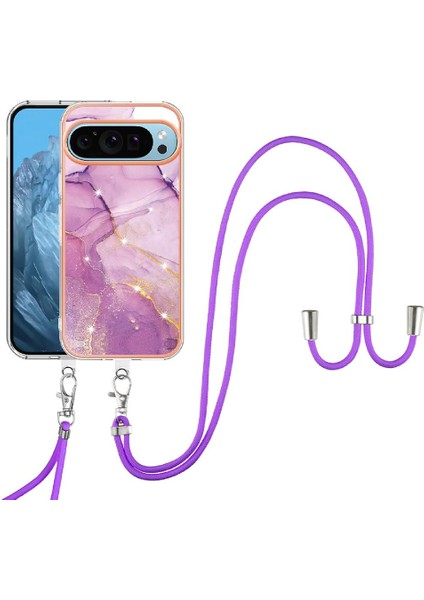 Google Piksel 9 Tampon Anti-Scratch Yumuşak Mermer Crossbody Kordon Için Kılıf (Yurt Dışından)