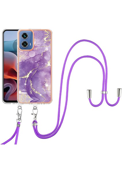 Motorola Moto G34 Tampon Mermer Crossbody Kordon Askısı Yumuşak (Yurt Dışından)