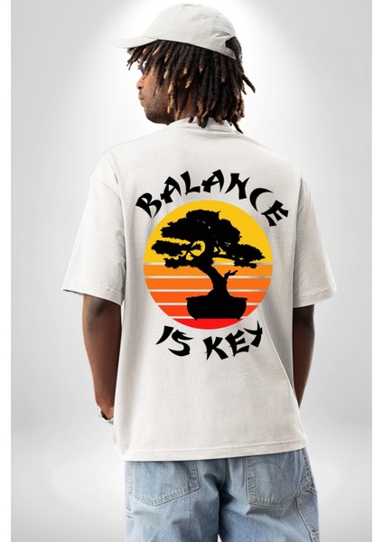 Karete Çocuk Bonsai Beyaz Oversize Kadın Erkek Ön ve Sırt Baskılı T-Shirt fiyatları