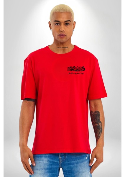 Korku Filmi Birdaha Uyku Uyuyamayacaksın Kırmızı Oversize Kadın Erkek Ön ve Sırt Baskılı T-Shirt