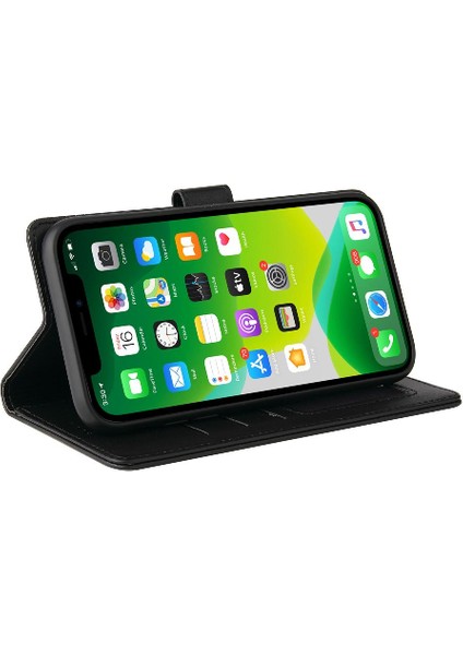 Iphone 13 Kickstand Üç Kart Yuvaları Premium Deri Için Flip Case (Yurt Dışından)