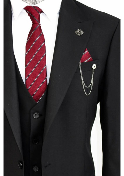 Sivri Yaka Tek Düğmeli Slim Fit Siyah Takım Elbise | Wessi fiyatları