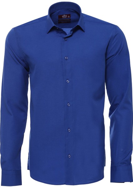 Desensiz Uzun Kollu Regular Fit Mavi Erkek Gömlek - Wessi