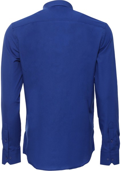 Desensiz Uzun Kollu Regular Fit Mavi Erkek Gömlek - Wessi indirimleri