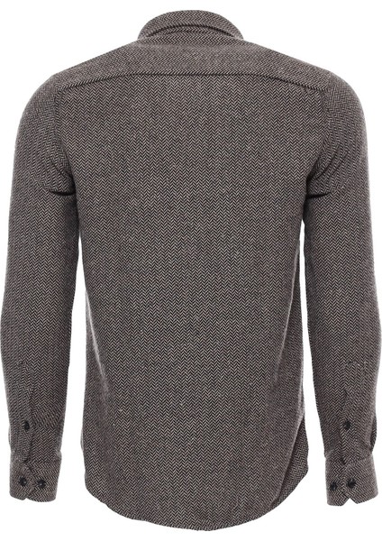 Kahverengi Desensiz Slim Fit Oduncu Gömlek - Wessi modelleri