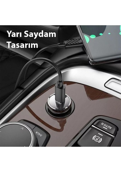 Hc 30W 1x Type-C Girişli Araç Çakmaklık Hızlı Şarj Başlığı, Akım, Voltaj, Isı Korumalı