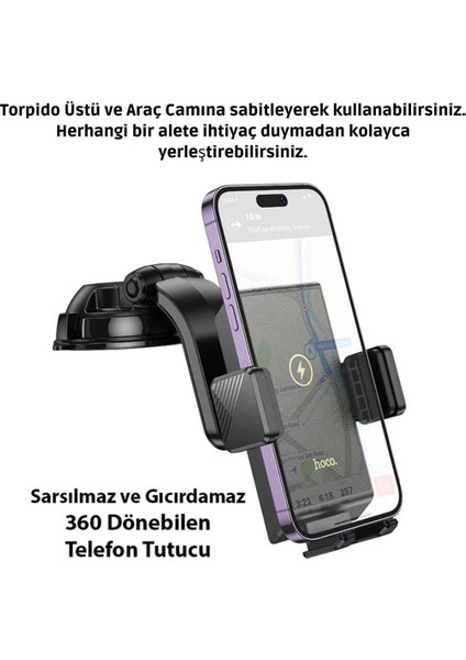 Polham 15W Kablosuz Şarjlı Araç Içi Telefon Tutucu, Torpido Üstü Vantuzlu Ultra Stabil Telefon Tutucu modelleri