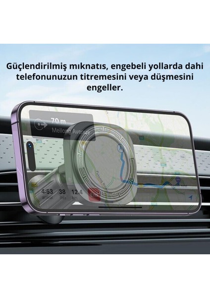 Airvent Magsafe Manyetik Araç Içi Telefon Tutucu, Kilit Sistemli Klipsli Stabil Telefon Tutucu