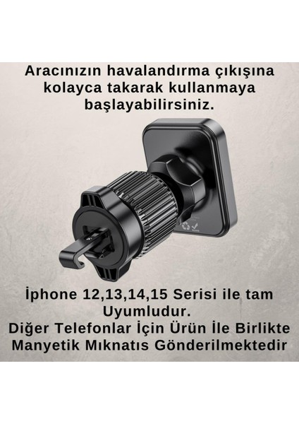 Airvent Magsafe Manyetik Araç Içi Telefon Tutucu, Klipsli Süper Mıknatıslı Telefon Tutucu