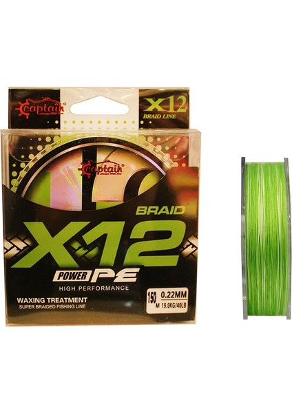 X12 Power Pe 12 Örgü Spin Ip Misina 150MT Green White