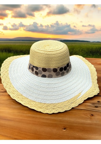 Kadın Çift Renkli Hasır Plaj Şapkası modelleri