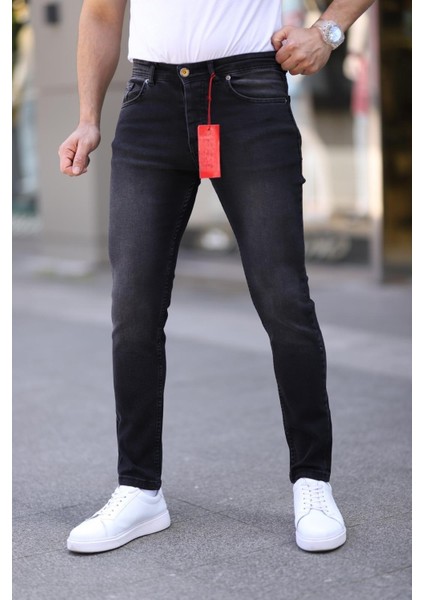 Erkek Likralı Tırnaklı Kot Pantolon-Jean