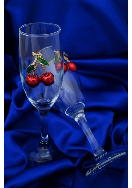 Kirazlı Kahve Fincanı ve Kadeh Set