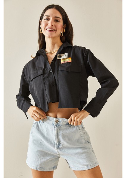 Siyah Etiket Detaylı Çift Cepli Gömlek 5YXK2-48576-02 modelleri