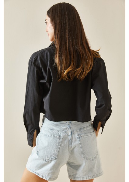 Siyah Etiket Detaylı Çift Cepli Gömlek 5YXK2-48576-02 indirimleri