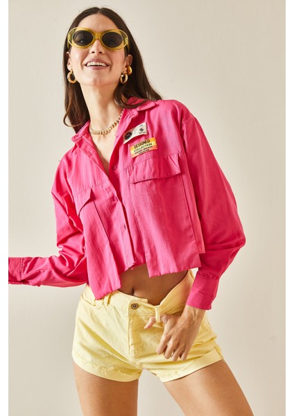 Pembe Etiket Detaylı Çift Cepli Gömlek 5YXK2-48576-20 fiyatları