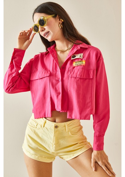 Pembe Etiket Detaylı Çift Cepli Gömlek 5YXK2-48576-20 modelleri