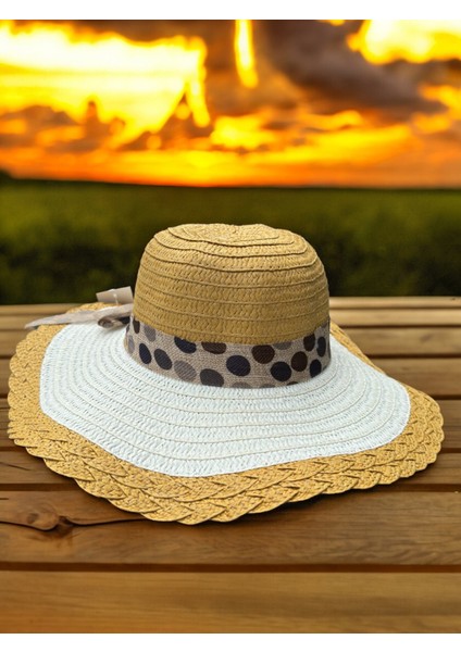 Kadın Çift Renkli Hasır Plaj Şapkası modelleri
