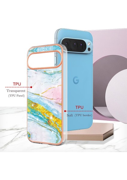 Google Piksel 9 5g Yumuşak Tampon Koruma Için Kılıf Mermer Desen Ince Tpu (Yurt Dışından)