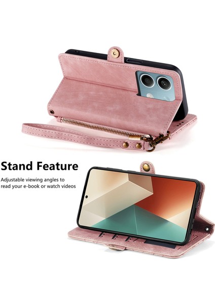 Xiaomi Redmi Note 13 4gile Uyumlu Cüzdan Kılıf Geometrik Kabartmalı Pu Deri Kickstand Kart Yuvaları Flip Folyo Kapak (Yurt Dışından)