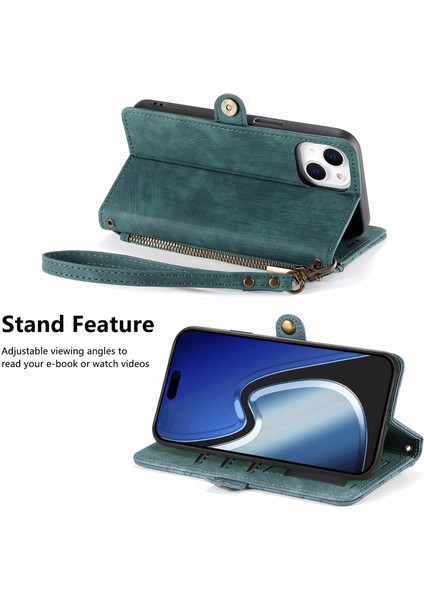 iPhone 15ILE Uyumlu Cüzdan Kılıf Geometrik Kabartmalı Pu Deri Kickstand Kart Yuvaları Flip Folyo Kapak (Yurt Dışından) indirimleri
